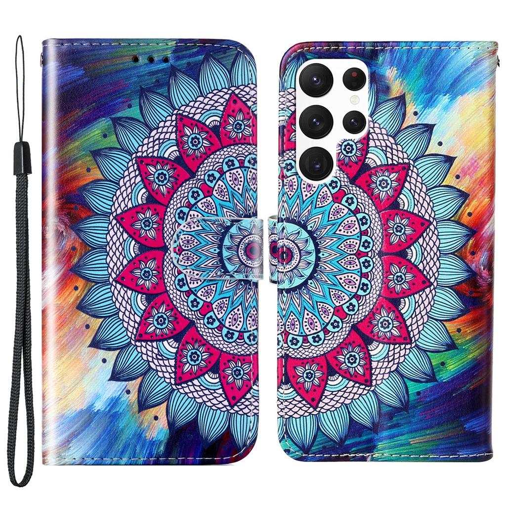 For Samsung Galaxy S24 Ultra Cover Flip Stand Stylish Pattern Leather Wallet Phone Case