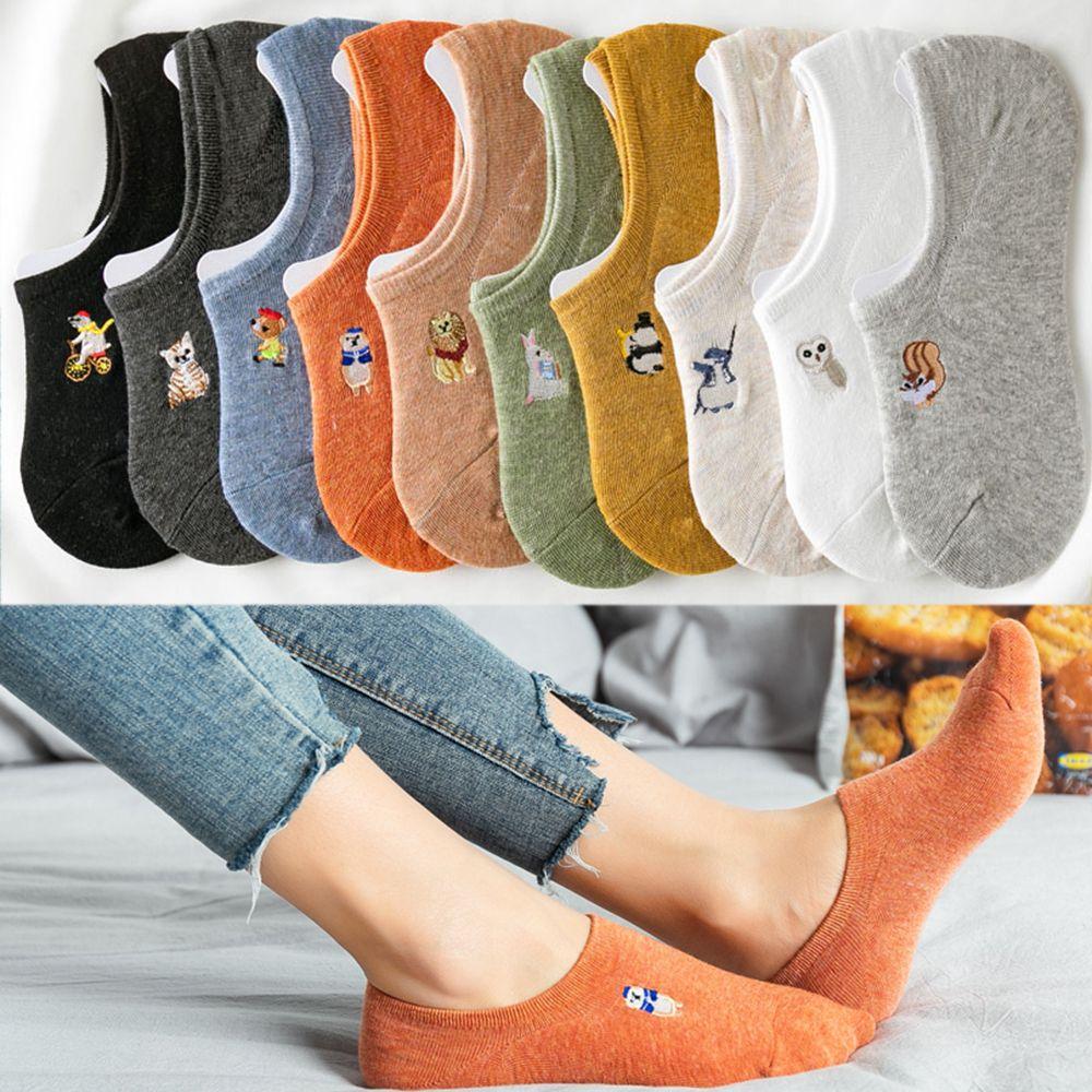 

Cute Candy Color Breathable Fashion Cotton Hosiery Novelty Embroidered Ankle Socks Cartoon Animal