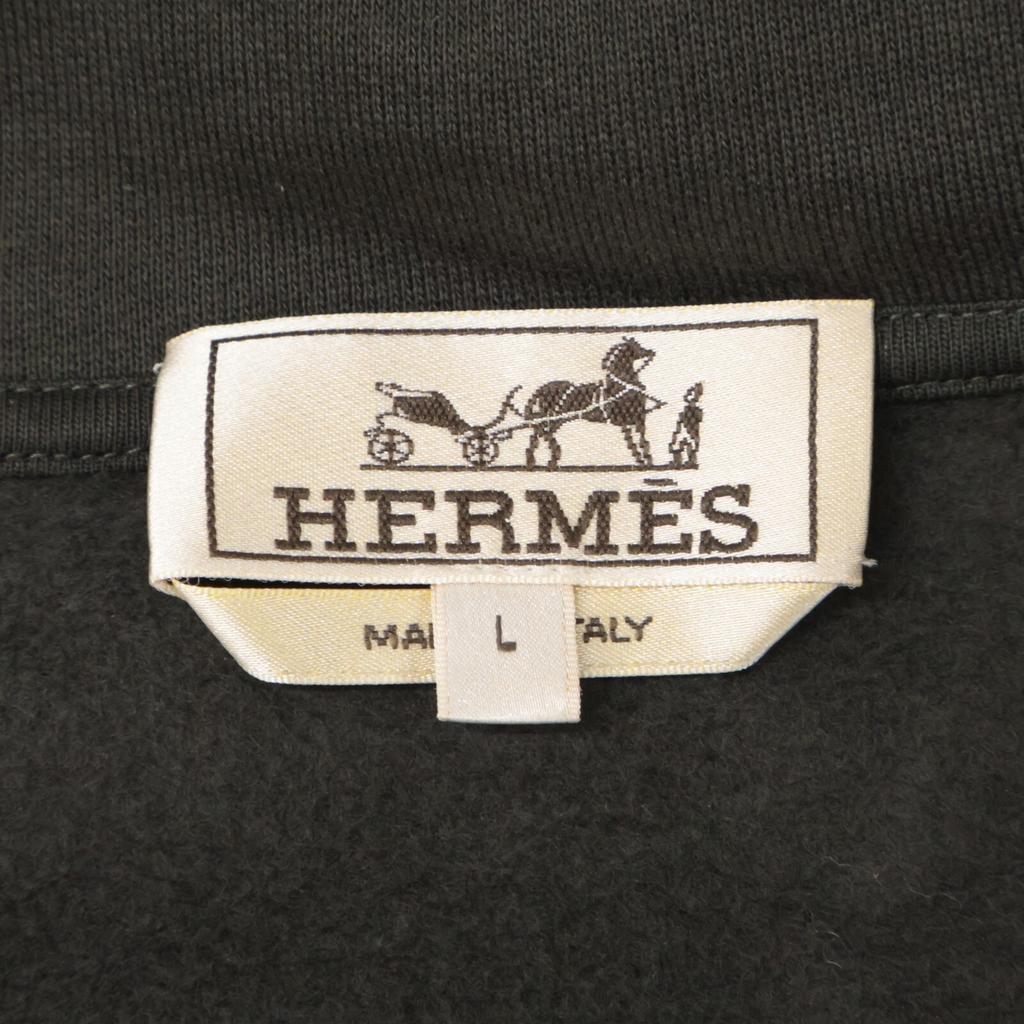 HERMES [Excellent Condition/Domestically Manufactured/Made in 2014] Nylon/Sweatshirt Zip-Up Hoodie Jacket L Gray / blackUsed