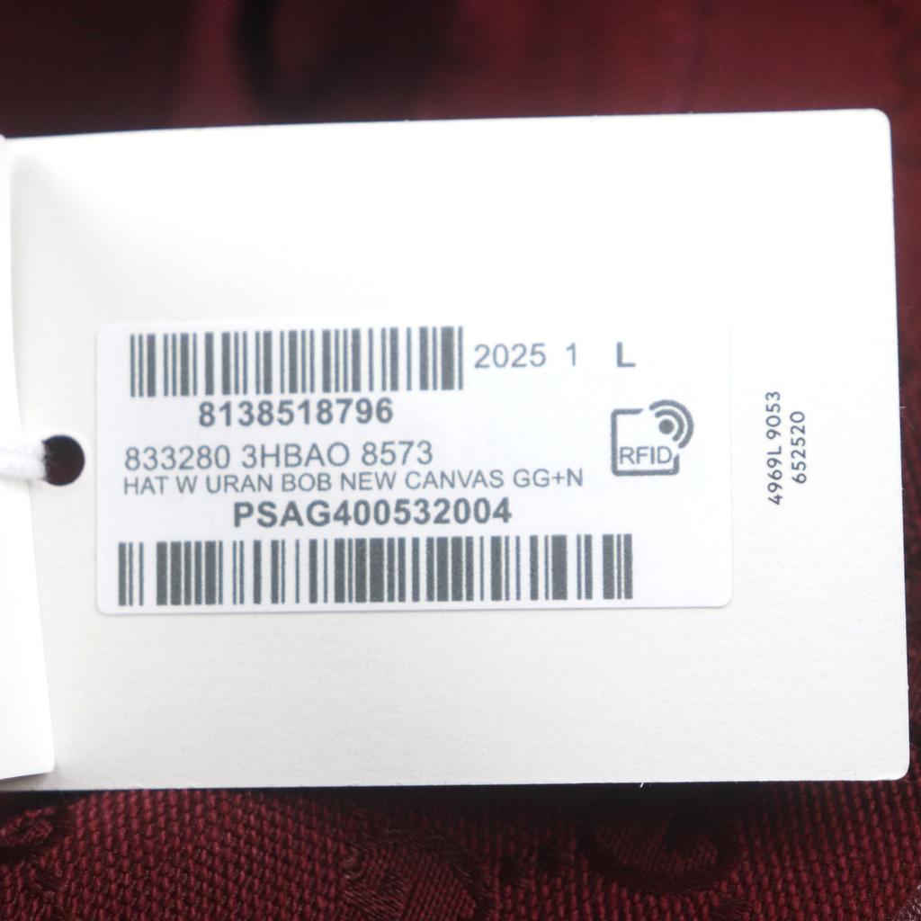 Pristine GUCCI hat GG Monogram Leather Hat Bordeaux cotton mens L 833280 Used