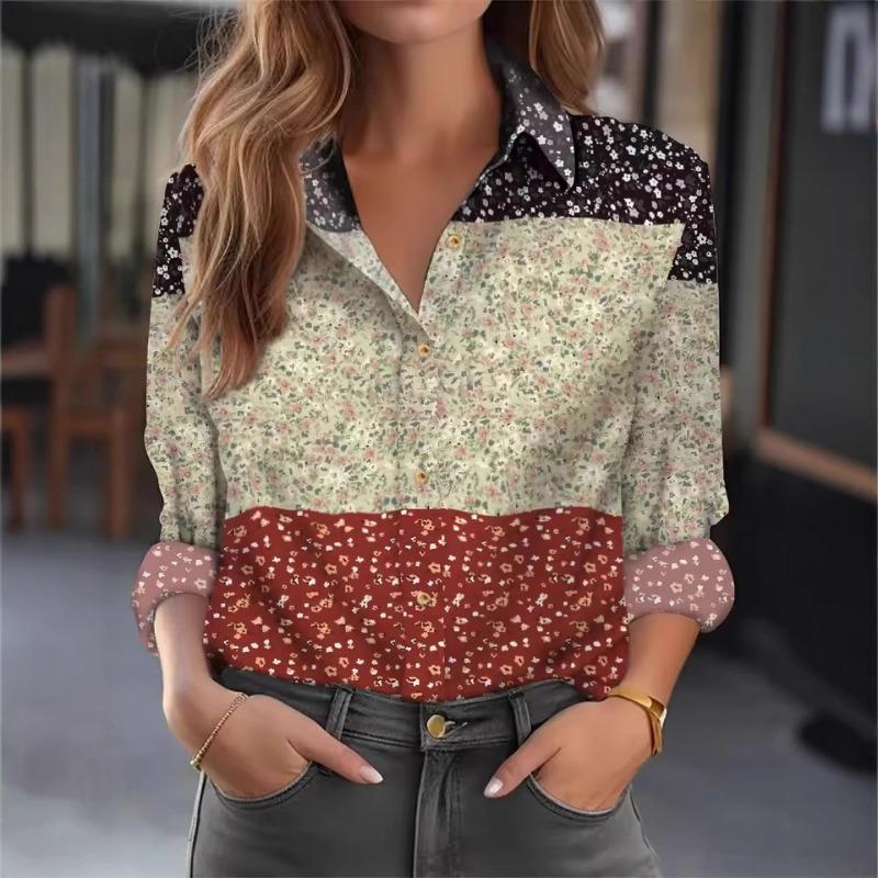 Fashion Casual Long Sleeve Women's Shirt Versatile Loose Shirt Femininity Printed Top