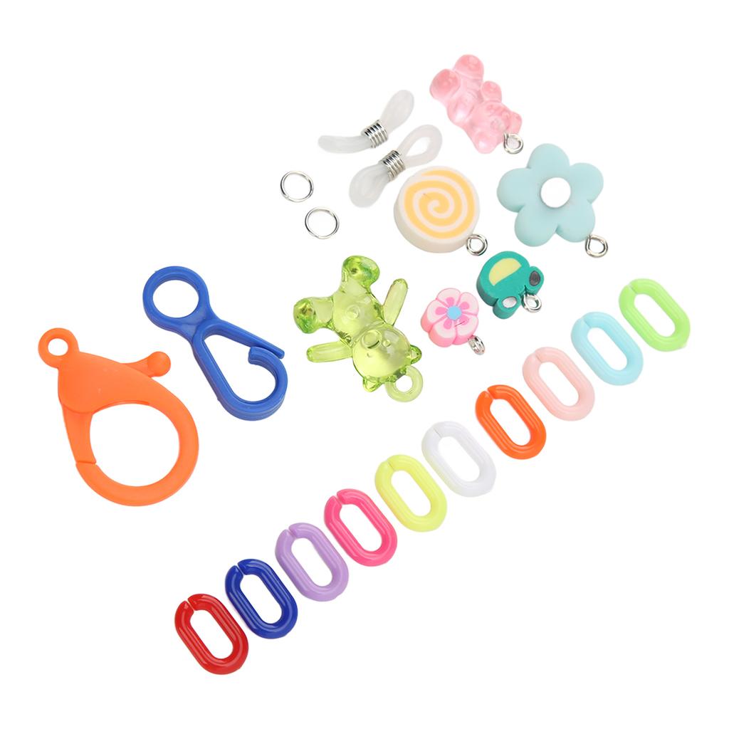 DIY Bunte Kettenmaske für Kinder Basteln Inklusive Kunststoff Karabinerverschluss Anhänger für DIY Armband