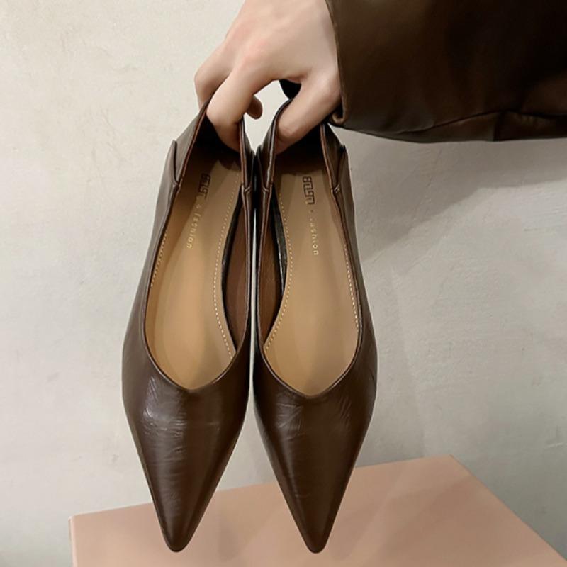 Spring New Style Low Heel Shoes Women's Fashion Pointed Shallow Mouth Set Foot Anti-slip Wear-resistant Heel Shoes