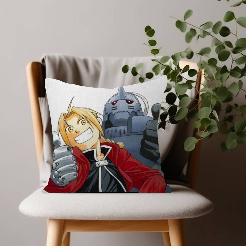Fullmetal Alchemist Anime Pillow Case Plush Fabric Soft Double Sided Print Sofa Cushion Cover Throw Pillow Covers