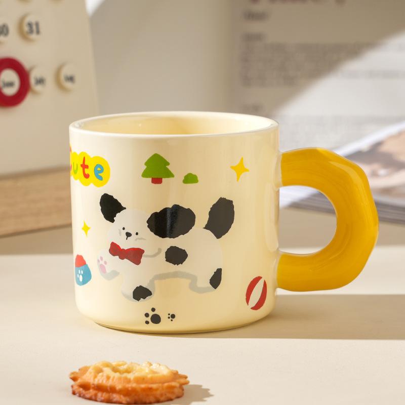 Ceramic Puppy Cup Birthday Gift Box Large Capacity Cup with Lid Spoon Global Couple Cup Souvenir
