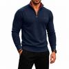 Herren Rippstrick Pullover mit halbem Reißverschluss und Stehkragen für Herbst und Winter