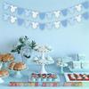 Blue Gingham Baby Shower Banner, Bodysuit Paper Garland with Clothesline, Boy or Girl Banner Baby Shower Decoration