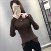 Half High Neck Sweater for Women Autumn and Winter Thick Slim Pullover Sweater Button Slit Sleeve Top Knitted Sweater for Women
