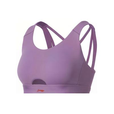 Li Ning Fitness Series SS22 Solid Color Medium Support Sports Bra Women Sports Bra Purple AUBS056-7