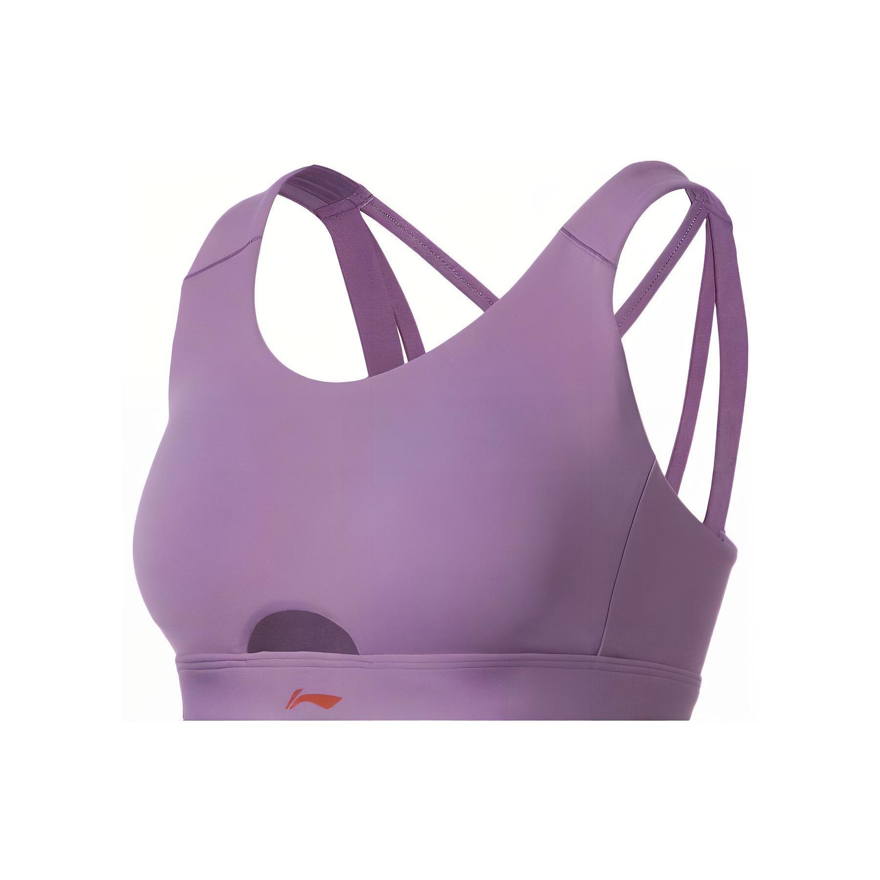 

Li Ning Fitness Series SS22 однотонный спортивный бюстгальтер средней поддержки женский спортивный бюстгальтер фиолетовый AUBS056-7 S