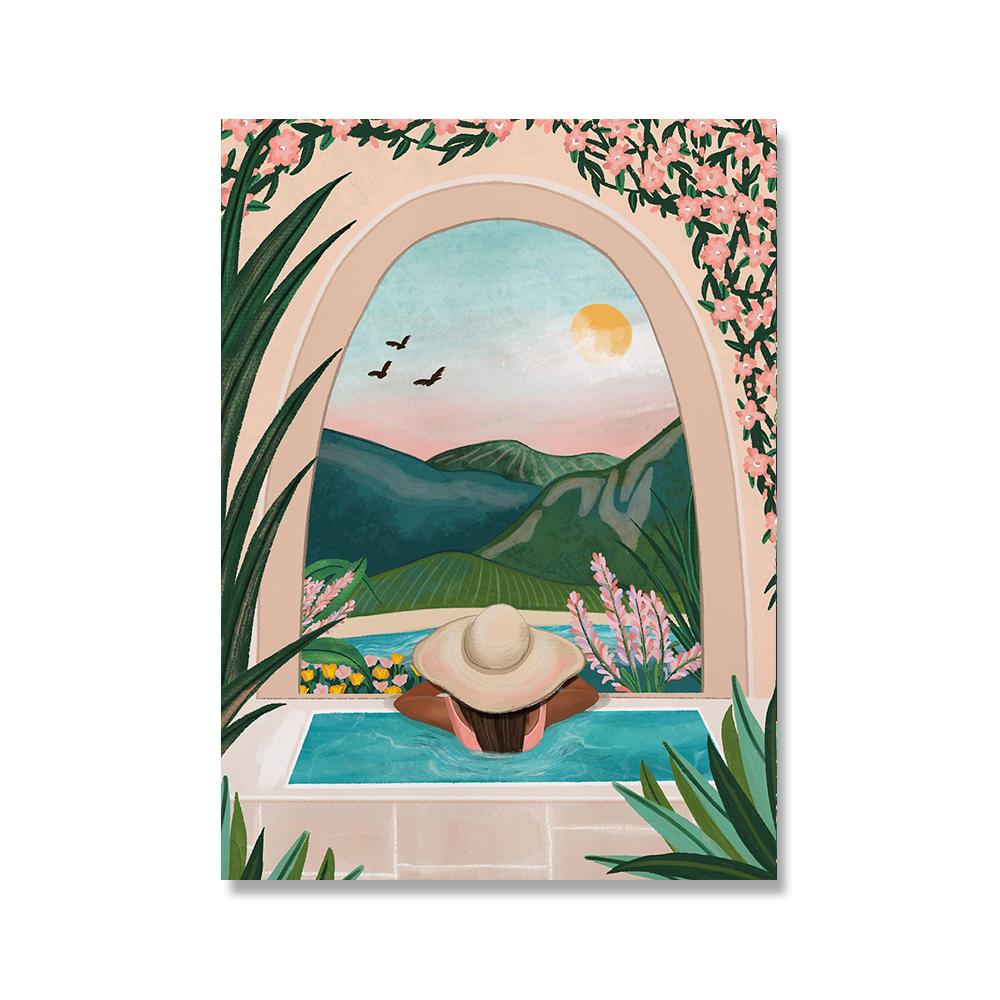 

Марокко туристические плакаты ботаническая картина на холсте тропические джунгли художественные принты пляж океан плавание настенные панно для декора гостиной 21x30cm No Framed светло-серый