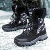New Fleece Camouflage Snow Boots Outdoor Non-slip High Top Cotton Shoes Large Size Thick Warm Snow Boots Platform Shoes C1330