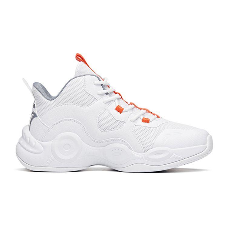 Anta Shock Absorbing Durable Mid-Top Basketball Shoes Kids Sneakers White Gray A312131101-3
