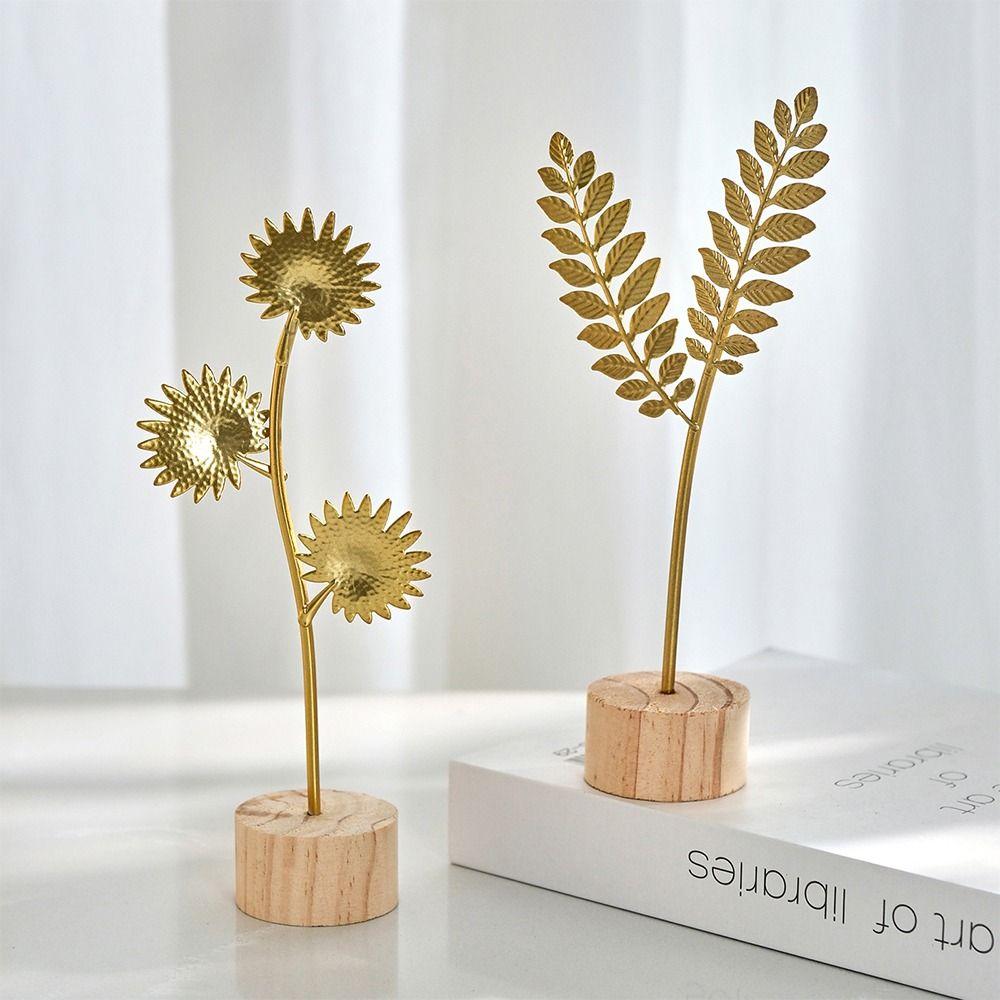 Wood Base Decorative Handicraft Metal Ironwork Desktop Ornament  Home Decoration