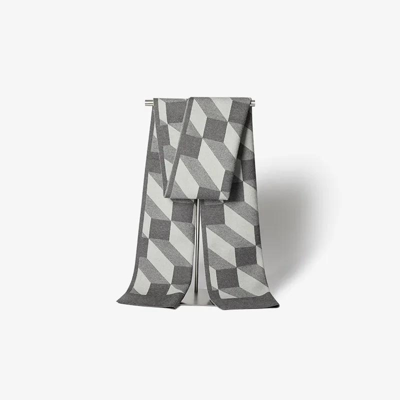 Fashion Design Scarf Imitation Wool Wraps Men Plaid Thick Warm Skin-friendly Business Muffler Male Classic Simple Young Scarves