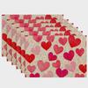 6PC Hearts Pink Red Table Mat Linen 2026 Happy Valentine's Day Dining Table Placemats for Dining & Coffee Bars, Table Decoration