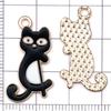 Set of 10 Black & White Enamel Cartoon Cat Music Note Charms for DIY Jewelry