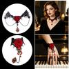 Women's Lace Trim Gemstone Pendant Necklace - Fashion Jewelry Accessory for Daily Wear, Party and