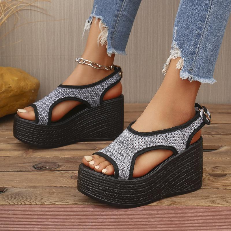 Sandals for Women in Spring and Summer, Comfortable and Casual Mesh Shoes with Thick Soles and Platform Heels, Large Size, Sporty Style
