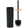 Silicone Toilet Brush Bathroom Toilet Holder Stand Black Bamboo