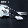 Stainless Steel Skeleton Dinner Fork Spoon Halloween Dinnerware Set Skull Cutlery Party Skull Dinner Sets Flatware Tableware