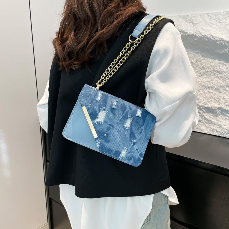 Trendy Denim Crossbody Bags for Women Shoulder Bag Fashi Versatile Chain Purse and Handbags Small Square Bag Designer Bag Sac