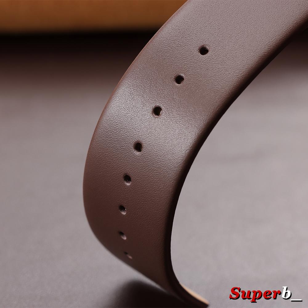 12/14/16/18/19/20/21/22/24mm Soft Material Cowhide Watch Band Brown Black Genuine Leather Straps Universal Men Women Wristband