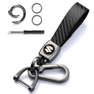 [EZRA] Keychain Genuine Leather Key Exquisite Carbon Fiber Texture Leather