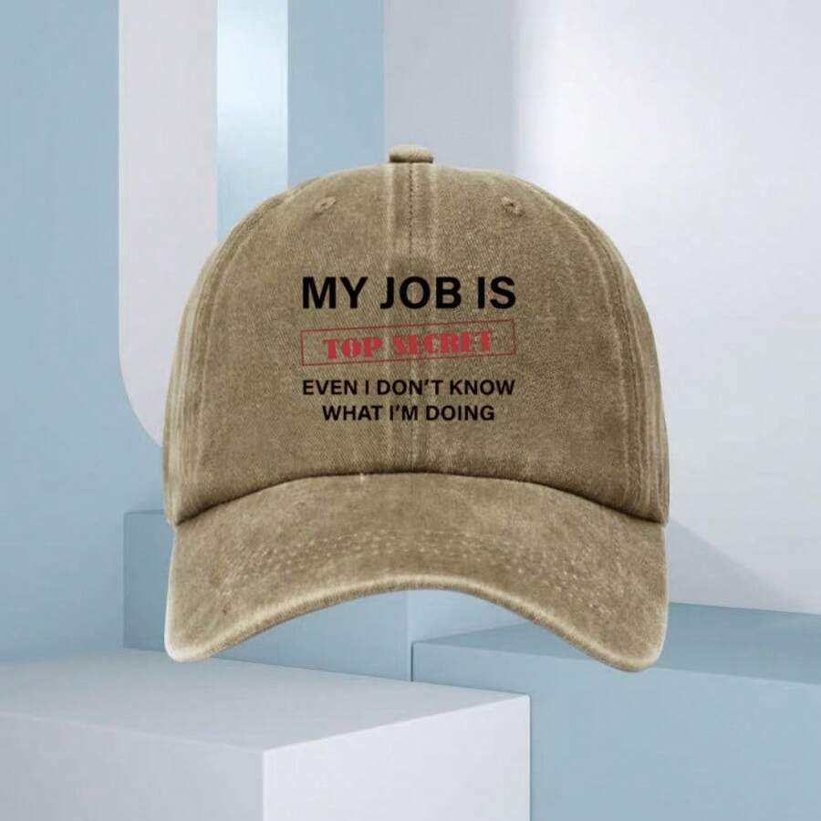 Funny My Job Is Top Secret Baseball Cap Adjustable Unisex Hat Red Lettering Lightweight Breathable Casual Outdoor