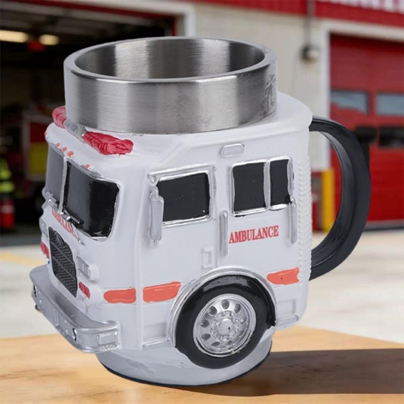 Creative Truck Shaped Firefighting Cup Stainless Steel Coffee Mug For Dad Gift For Father's Day Or Birthday