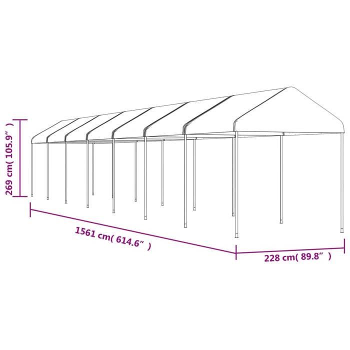 VidaXL Belvedere with White Roof 15.61x2.28x2.69 M Polyethylene, Party Tent, Marquee, Awning Shelter, Pavilion, Tent 3155507
