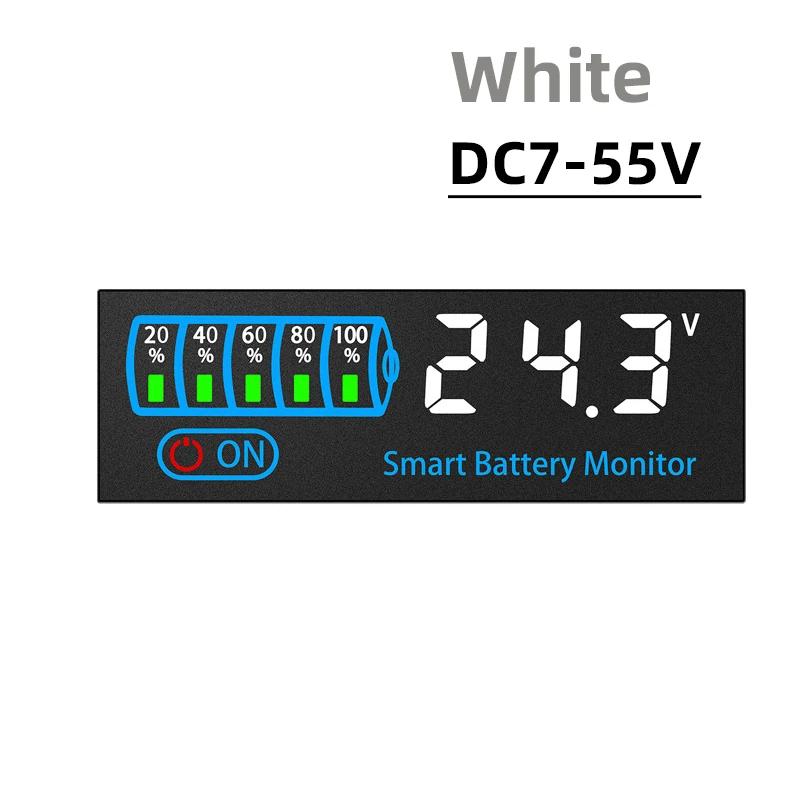DC7-55V 3S-14S Battery Level Indicator 12V 24V 36V 48V 18650 Lipo Lithium Battery Capacity Board Voltage Battery Charging Tester White DC7-55V