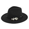 Retro Jazz Hat Holiday Hat Woolen Denim Felt Ancient Imitation Sheep Hat Flat Brim Hat Polyester