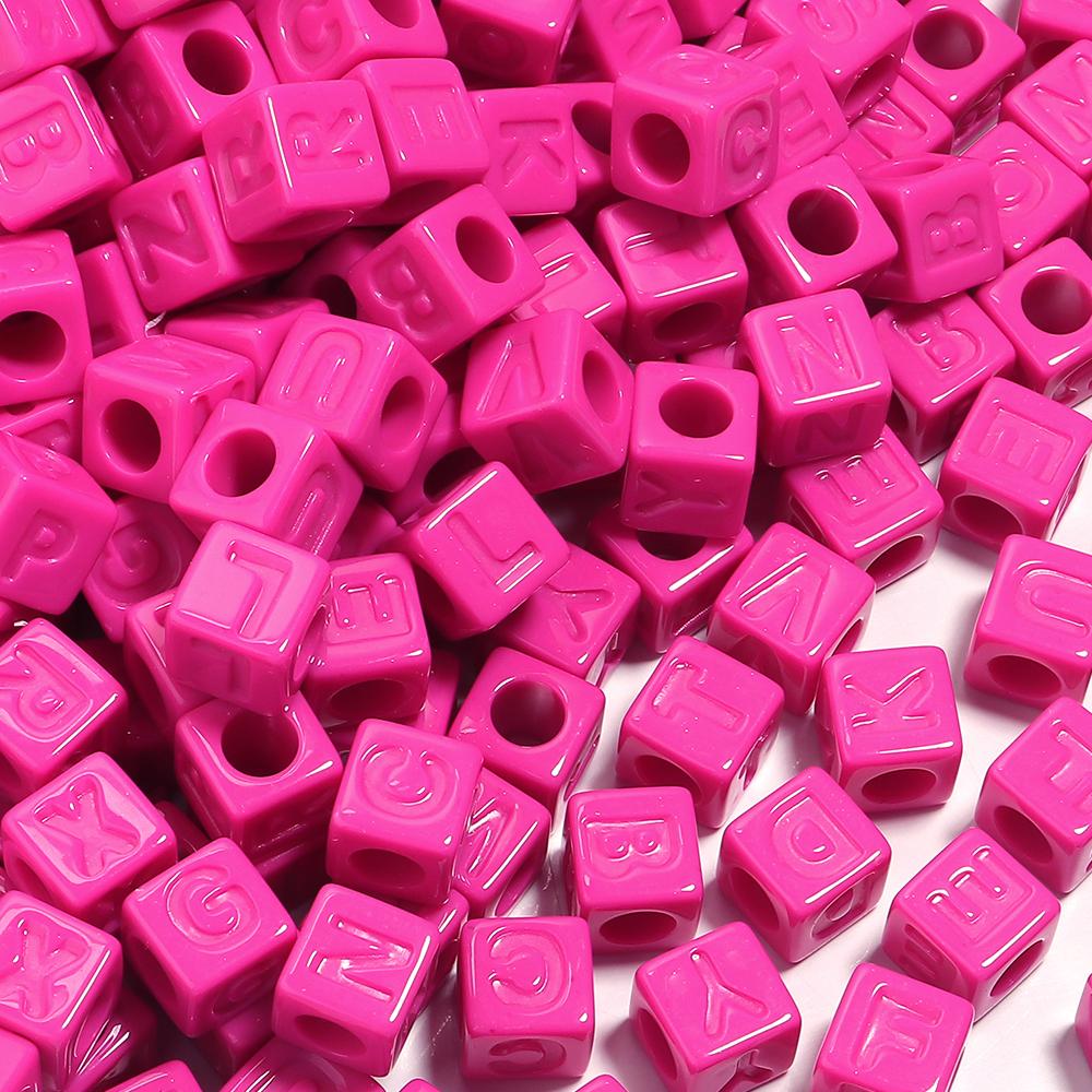 50pcs/lot 12mm Acrylic Square Alphabet Beads Solid Color Large Hole Loose Letter Beads For DIY Handcraft Bracelet Necklace