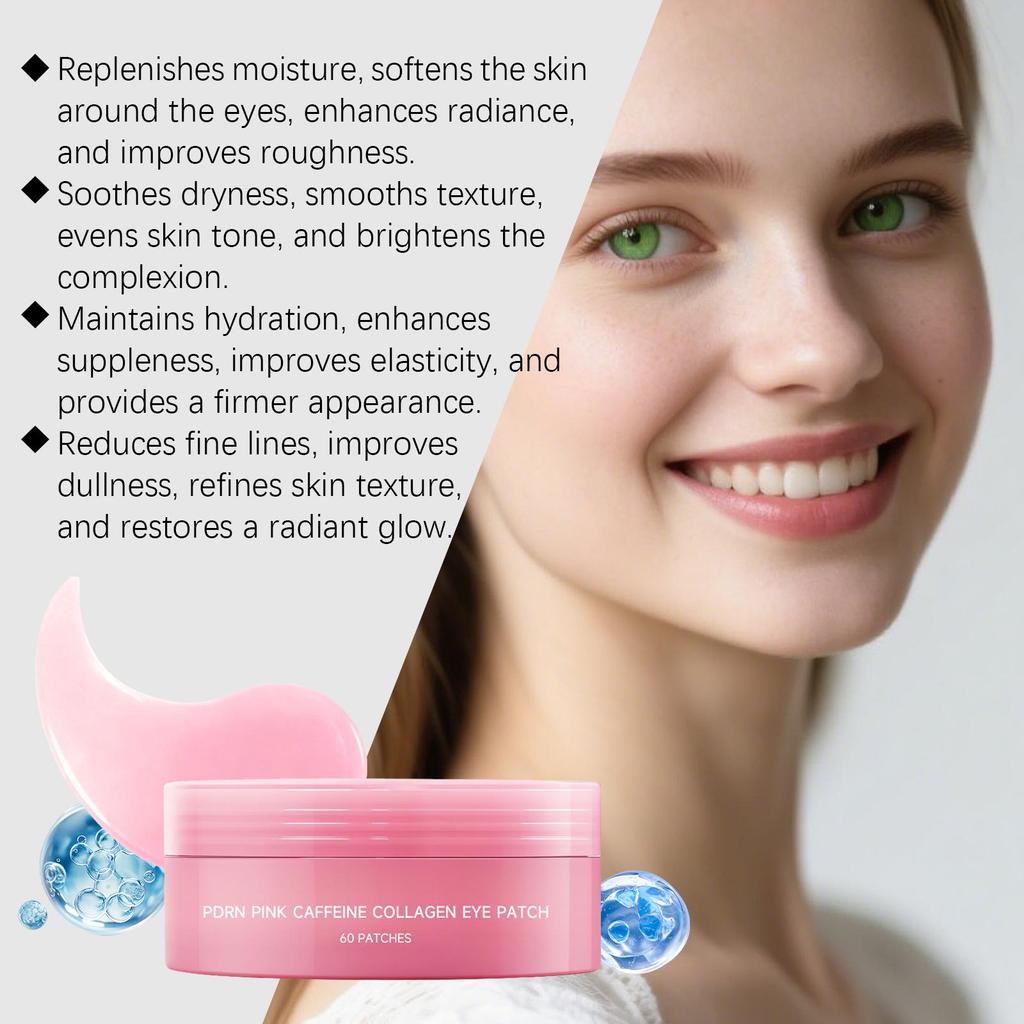 Pink Collagen Eye Mask - Hydrating & Firming Under Eye Patches - Gentle Moisturizing Care to Improve Sagging - Non-Sticky & Elasticity Boosting
