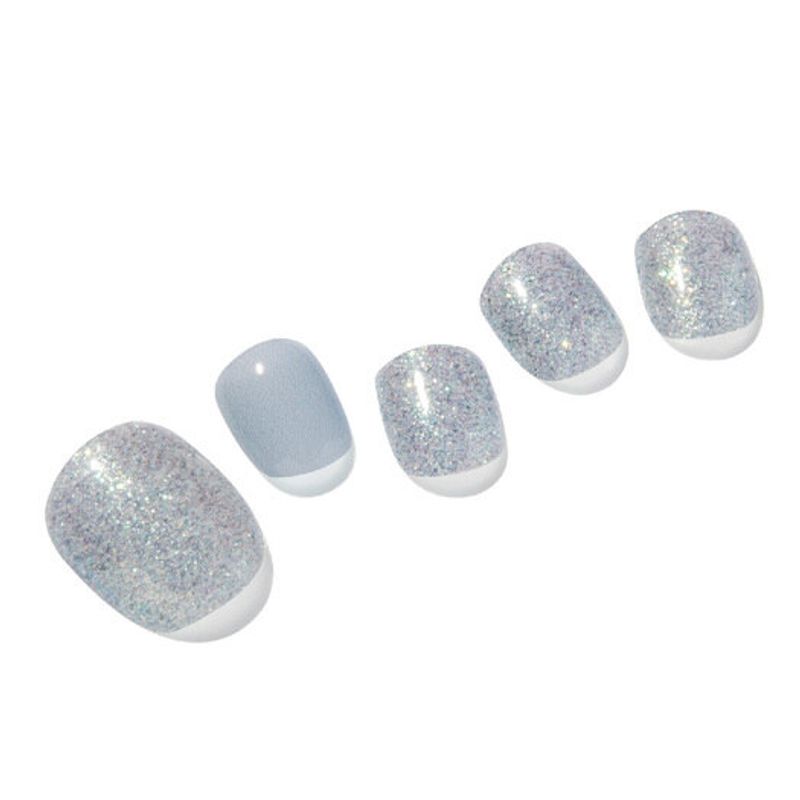 UUUUU. Серебристый блестящий гель педикюр Silver Sparkle