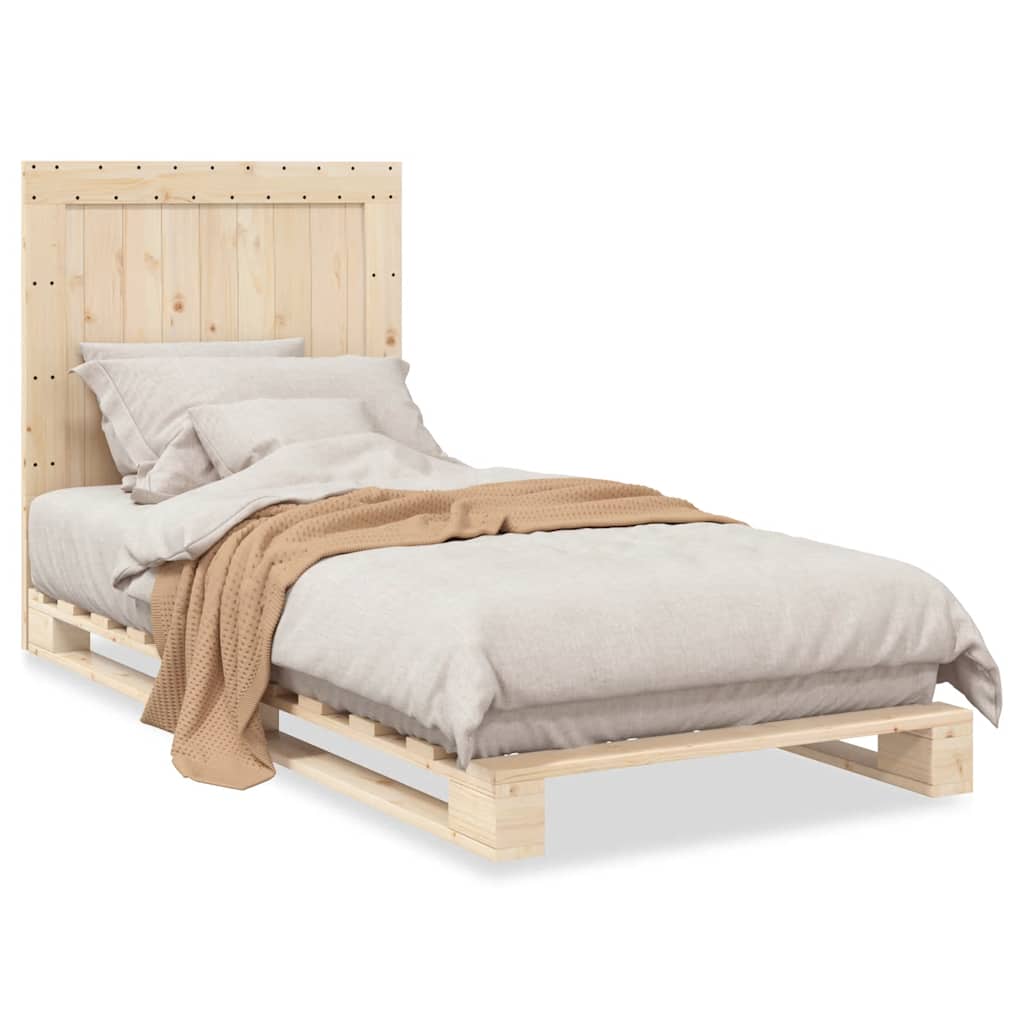 Solid Wood Bed with Headboard 90 x 200 cm Pine