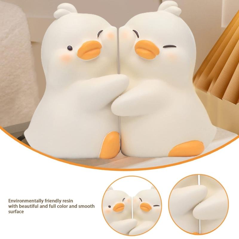 2Pcs Cartoon Duck Book Ends for Shelves Animal Shape ABS Bookends Book End Decorative Book Stoppers for Shelves Desk