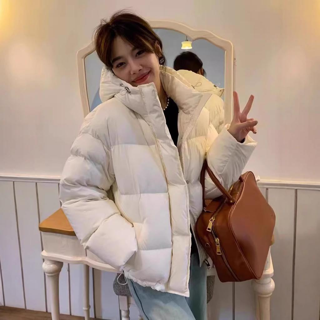 Women's down jacket 2024 new popular foreign style small man high-grade winter warm white duck down hooded jacket