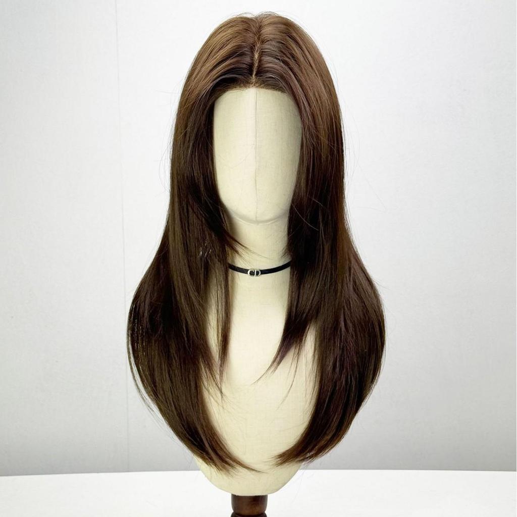 QianSi JiaRen Women's Wig with Imitation Hand-Tied Large Scalp, Lace, Windproof Buckle for Thickening and Full Head Coverage; No Wig Cap Needed.