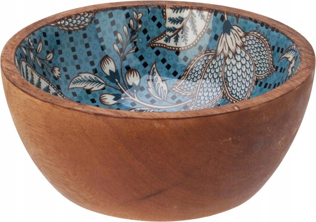 Miska z manga dřeva 12x12x5 cm s modrým vzorem dekorativní a přírodní 1ks