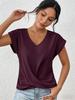 2026 Hot Sale Women's Solid Color V-neck T-shirt, Elegant Short-sleeved Top for Spring/Summer, European American Style