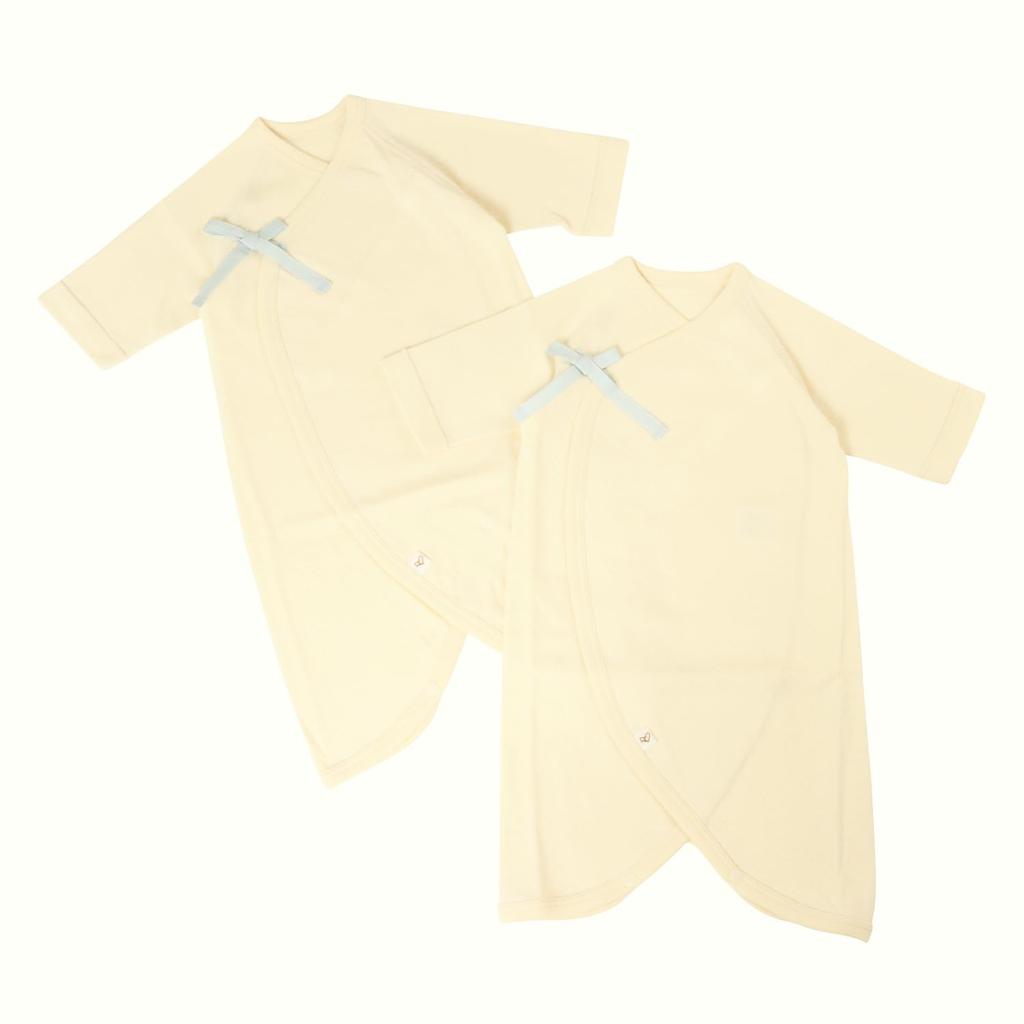 Pure Organic Slim Organic Cotton Newborn Combi Undershirt Set Lightweight and Made In Blue 100% (2-Piece Set), Soft, All-Season, Japan,