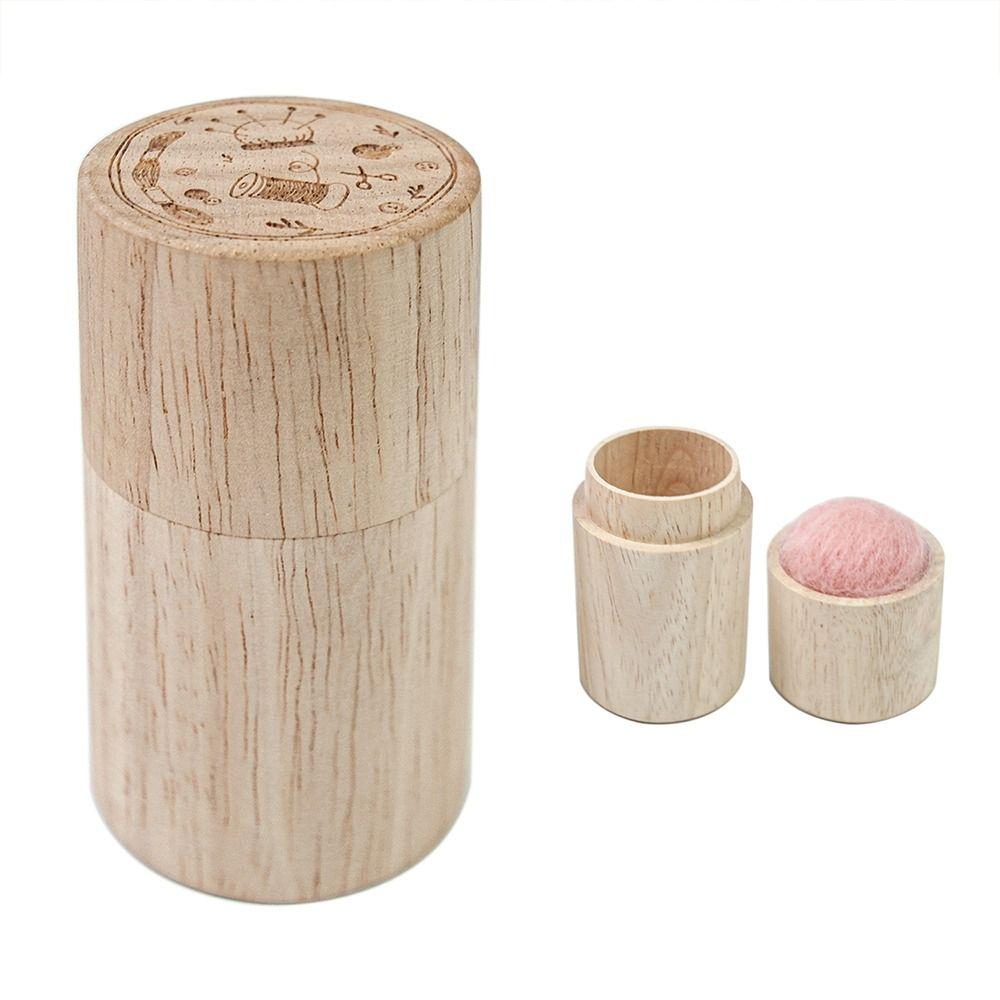 

Stitching Pins Sewing Needle Cylinder Box Woode Embroidery Craft Needles Container Pin Cushion Sewing Needle Case Sewing Tools рожевий