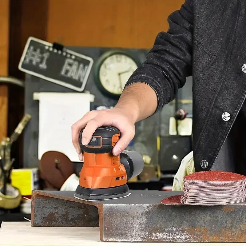 Set de 60 bucăți de plăcuțe de șlefuit triunghiulare pentru șlefuitoare de detalii - puf roșu, design cu 6 găuri pentru prelucrarea lemnului și lustruirea metalelor Include granulație 60/80/120/180/240/320