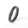 Anti-static Men's Stainless Steel Leather Magnetic Bracelet - European Retro Style