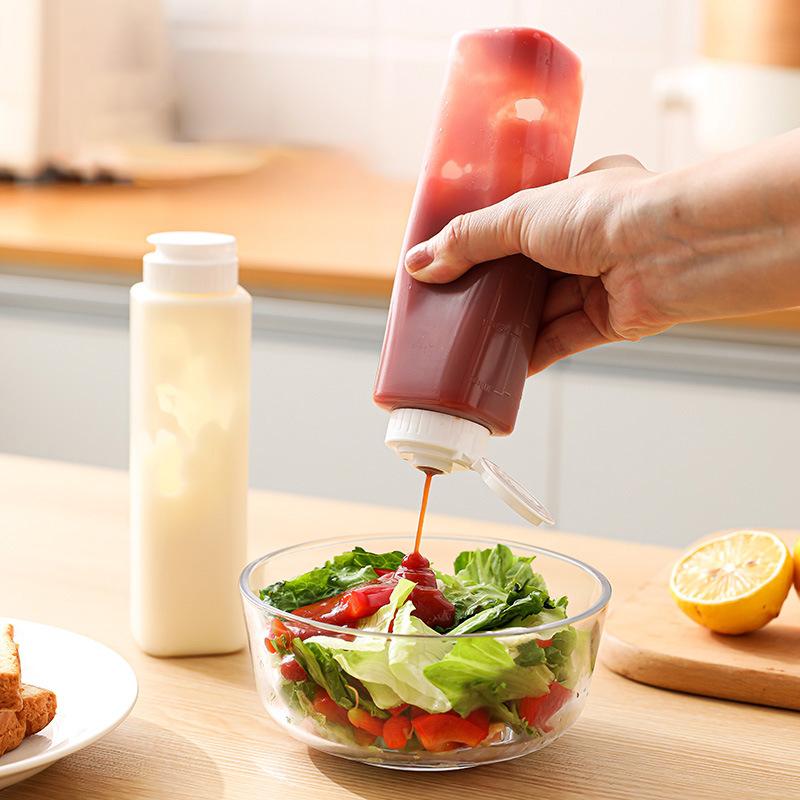 PE Condiment Squeeze Bottles Ketchup Salad Sauces Dispenser with Lid Soy Seasoning Oil Bottle Multifunctional Kitchen Supplies