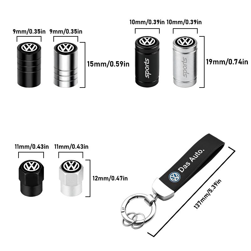 For VW Passat Touareg Magotan Golf 6 7 8 Polo Tiguan GTI Logo Car Tire Wheel Valve Caps Cover Key Chain Ring Keychain Accessory