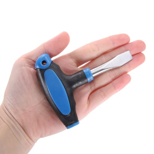 uxcell 12mm T-Handle Flat Head Screwdriver with 9 1/4" to 3/8" Interchangeable Camera Screws for Quick Release Plates, Camera Tripods, Monopods, Blue