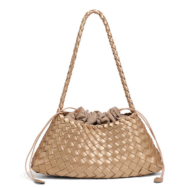 

Сплетенная вручную сумка через плечо, сумка кроссбоди, простая повседневная женская сумочка, сумка подмышку, модная сумка-полумесяц из мягкой ПУ кожи хаки